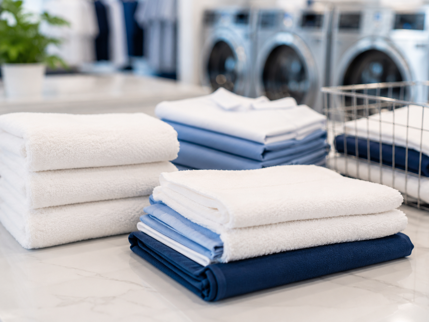 Neatly folded clean linens
